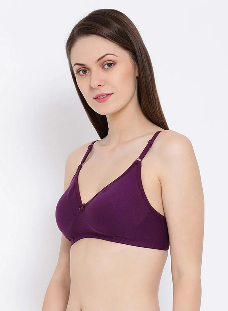 Clovia Multicolour Non-Padded Non-Wired Full Coverage T-Shirt Bra in Navy Blue - Cotton for Women | Best Price UAE